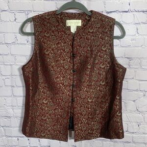 Casual Corner Womens VTG Dark Floral Sleeveless Full Button Top Red 8 Whimsigoth